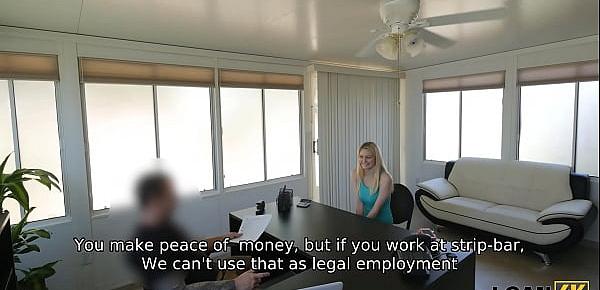  LOAN4K. Dancer shows the bank manager how well she can move her body